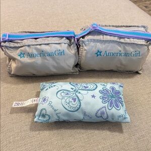 American Girl Doll Cozy Sleeping Bags with Carrying Case and Pillow Retired